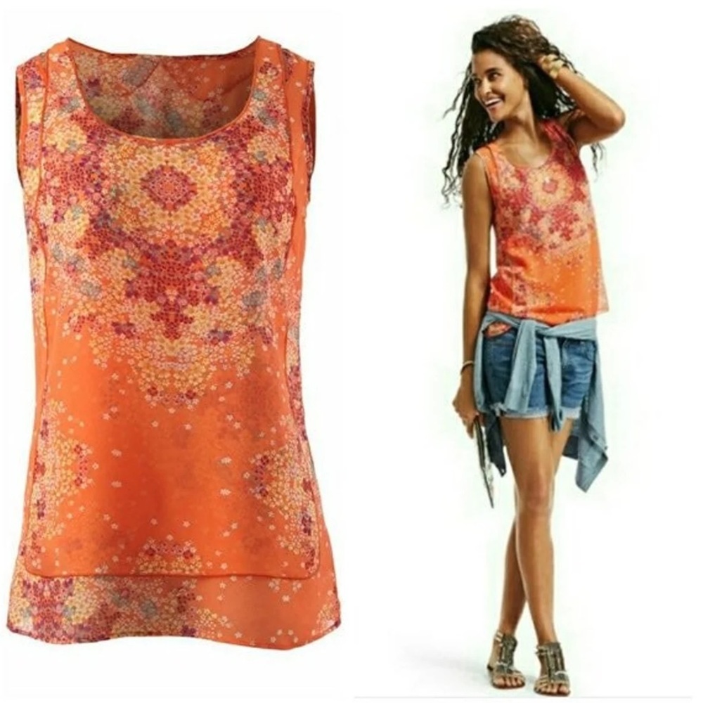 CAbi Merrow Edge Floral Sleeveless Tank